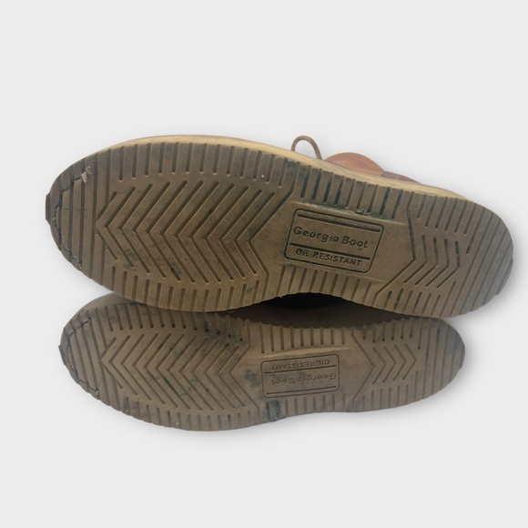 Georgia Wedge Work Boots Mens Size 9 W Barracuda Gold Leather G8152 Good Cond! - Picture 7 of 10